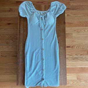 No Boundaries Light teal Ribbed Midi Dress